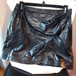 Free People Black Pleather Mini Skirt